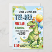 Tee-Rex Golf Dinosaur Mini Golf Birthday Party Kaart (Voorkant)