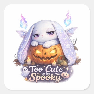 Tee schattig om een enge Halloween pompoen konijn Vierkante Sticker