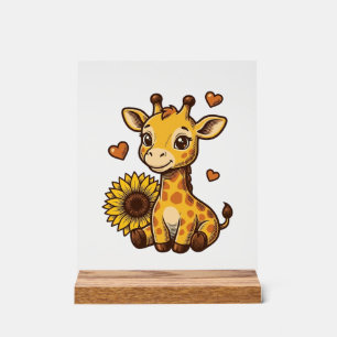 Tee-shirt vintage gravure bébé girafe mignon solei