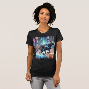 Tee T-Shirt De Néon Cybernétique Cheetah Sprint De