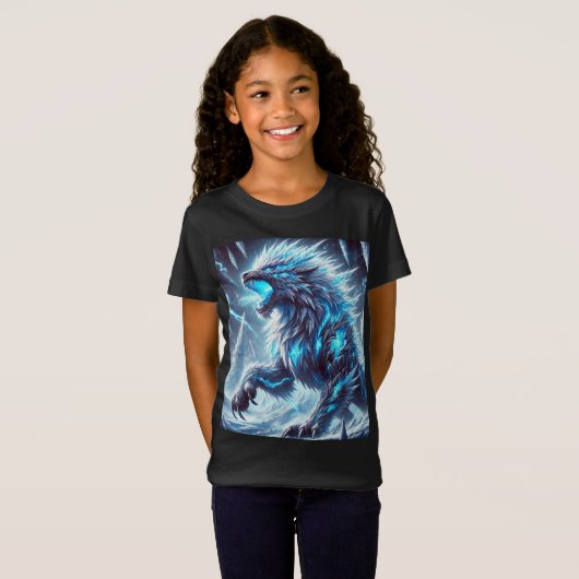 Tee T-Shirt Dragon-Wolf Neon Ice Design. (Devant entier)