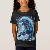 Tee T-Shirt Dragon-Wolf Neon Ice Design. (Devant)