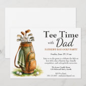 Tee Time avec Papa Invitation de fête de la fête d (Devant / Derrière)