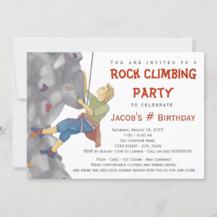 Teen Boys Rock Klimmen Verjaardag Party Uitnodigin Kaart
