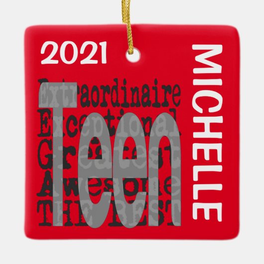 Teen Extraordinaire CUSTOM-keramisch sieraad Keramisch Ornament (Voorkant)