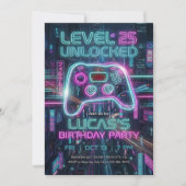 Teen Gamer Birthday Invitation Cyberpunk Game (Devant)