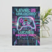 Teen Gamer Birthday Invitation Cyberpunk Game (Debout devant)