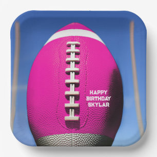 Teen Girl Blue Sky Goal Post Roze Football Papieren Bordje