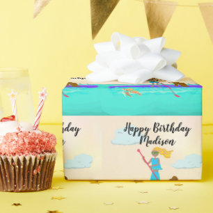 Teen Girl Paddleboard Happy Birthday - persoonlijk Cadeaupapier