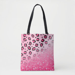 Teen Girls Pink Leopard Print Faux Tote Bag