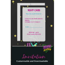 Teen Glow Party RSVP Cards – Neon Nights  Kaart