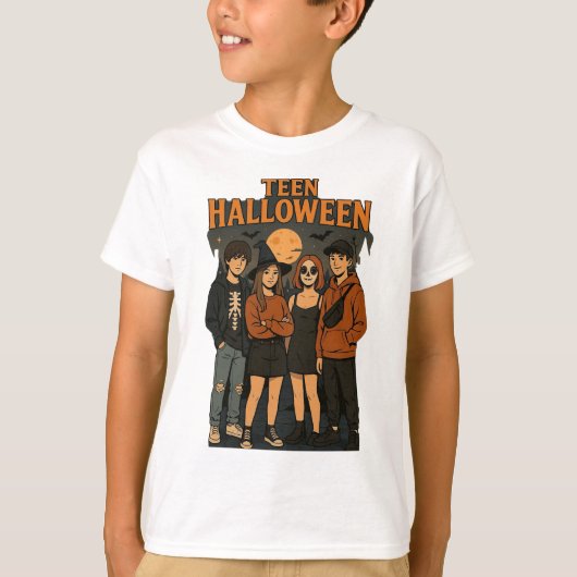 Teen Halloween Night Kinder Basic T-shirt (Voorkant)
