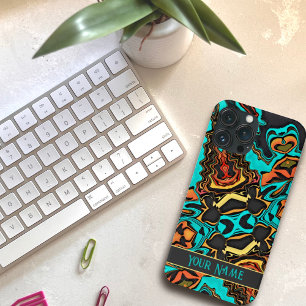 Teen Modern Abstract plezier Blauwgroen Gepersonal iPhone 13 Pro Max Hoesje