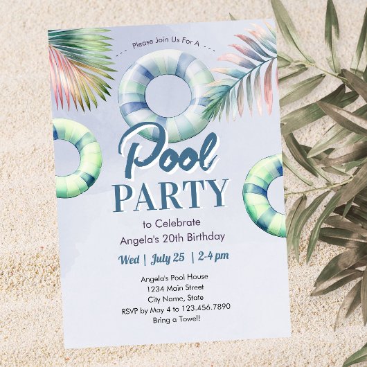 Teen Pool Party Birthday Invitation