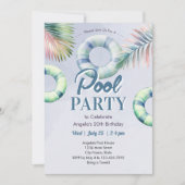Teen Pool Party Birthday Invitation (Devant)