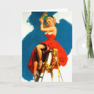 Teen van de Raket van het Meisje van Kerstmis de Feestdagen Kaart