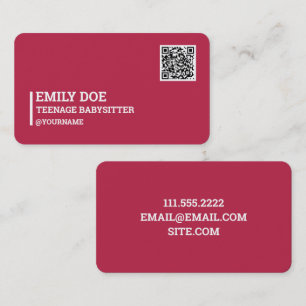 Teenage Babysitter QR-code Visitekaartje