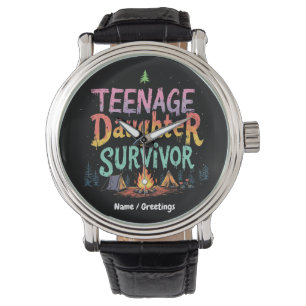 Teenage Daughter Survivor Grappig Ouderschap Citat Horloge