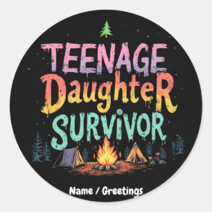 Teenage Daughter Survivor Grappig Ouderschap Citat Ronde Sticker