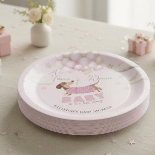 Teenie Weenie Dachshund Ballonnen Roze Baby Shower Papieren Bordje