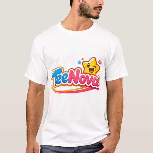 TeeNova Cute Star Logo Grafische T-Shirt voor Mann (Voorkant)