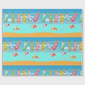 Teenslippers aan het strand cadeaupapier (Vlak)