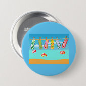 Teenslippers aan het strand ronde button 7,6 cm (Voorkant /achterkant)