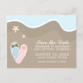 Teenslippers Beach bruiloft aankondigingen Aankondigingskaart (Voorkant)