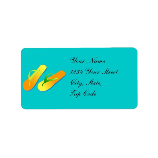 Teenslippers Beach Bruiloft Adresetiketten Etiket (Voorkant)