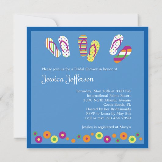teenslippers Bridal Shower Invitation Kaart (Voorkant)