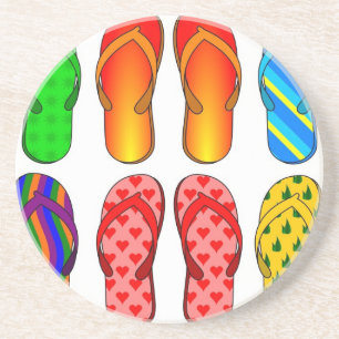 teenslippers Colorful Fun Beach Theme Summer Gifts Zandsteen Onderzetter