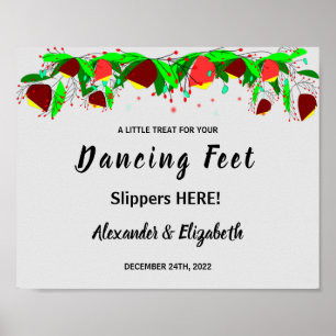 Teenslippers dansingskosten   Bodembord op bloemen Poster