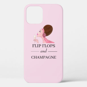 Teenslippers en champagne iPhone 12 pro hoesje
