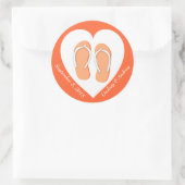 Teenslippers en Hart Sinaasappel Ronde Sticker (Tas)
