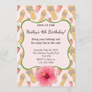 Teenslippers en Lemonade Verjaardagsfeestuitnodigi Kaart