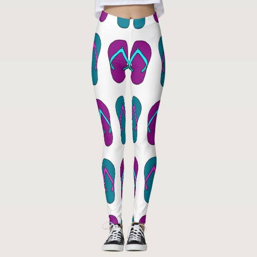 Teenslippers: Helder Wit . Leggings (Voorkant)