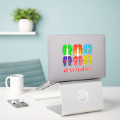 Teenslippers, ik hou van het strand sticker (Laptop op bureau)