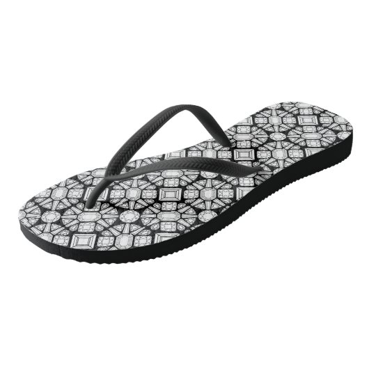Teenslippers met diamanten zwarte en witte patrone (Schuin)