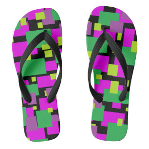 Teenslippers met groene en Paarse geometrische afd