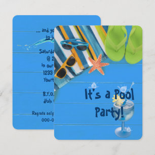 teenslippers met handdoek Zwembad Party Kaart
