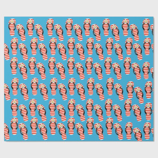 Teenslippers met rode en witte strepen cadeaupapier (Vlak)