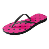 Teenslippers met roze/zwarte pooldots (Schuin)