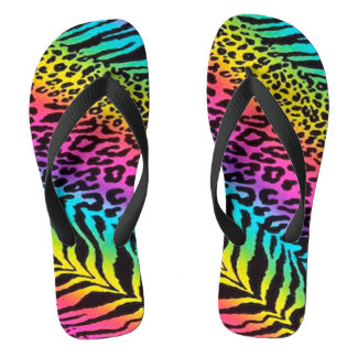 Teenslippers/multigekleurde dierlijke afdruk teenslippers