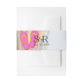 Teenslippers op het strand bruiloft buik band uitnodigingen wikkel (Voorkant Voorbeeld)