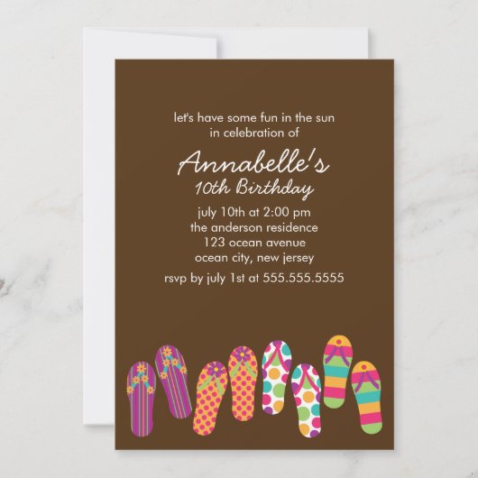 teenslippers Pool en Summer Party Kaart (Voorkant)