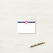 Teenslippers Preppy Fuchsia Pink & Navy Stripe Post-it® Notes (Op bureau)