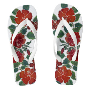 Teenslippers - Red Hibiscus Blossom