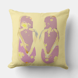 Teenslippers Roze gele achtergrond Kussen
