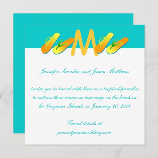 teenslippers Tropische bruiloft Kaart (Voorkant / Achterkant)