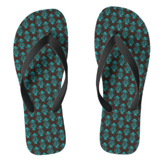 Teenslippers/Turquoise Damask Teenslippers